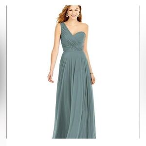 Dessy One-Shoulder‎ Draped Chiffon Maxi Dress - Dani- Icelandic Color size 4